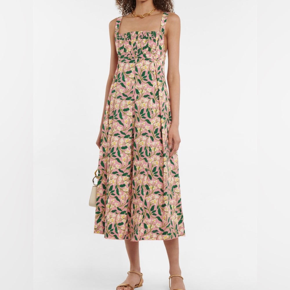 AGUA BENDITA Hortencia Dos Gardendias Rosa Midi Dress